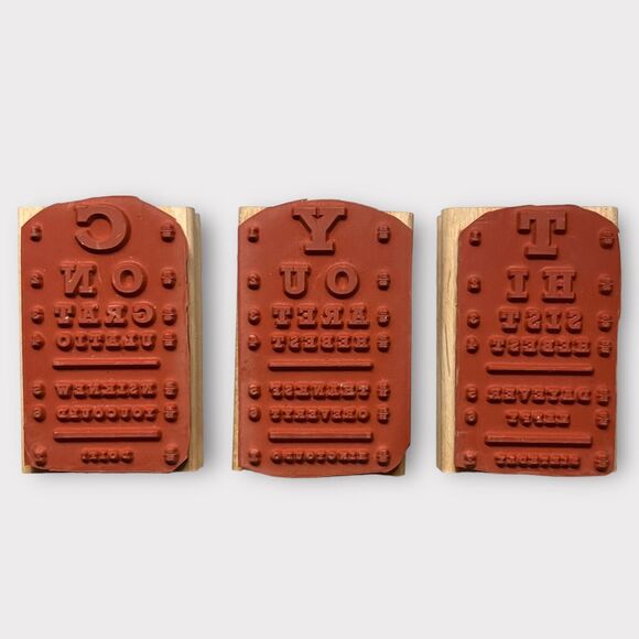Stampin’ Up! Set of 3 Eye Chart Stamps Congratulations/Thank You/Happy Birthday - Picture 2 of 13